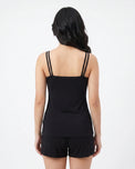 Sajiero Soft Cotton Camisole - Daisy - Black