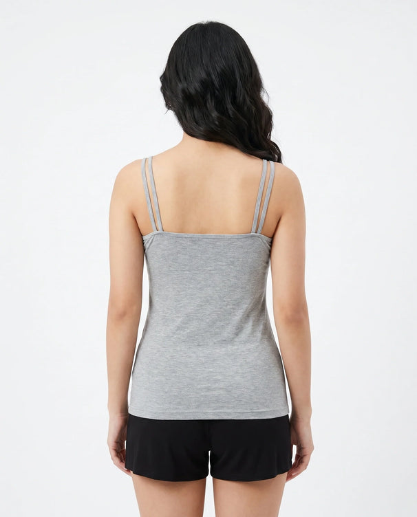 Sajiero Soft Cotton Camisole - Daisy - Grey