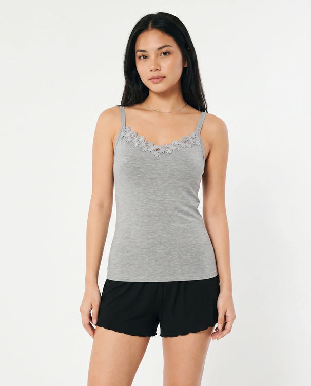 Sajiero Soft Cotton Camisole - Daisy - Grey
