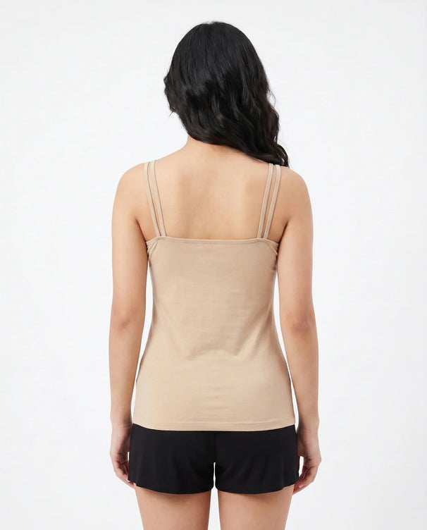 Sajiero Soft Cotton Camisole - Daisy - Skin