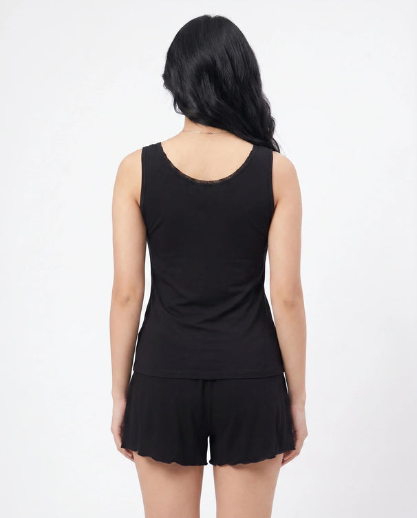 Sajiero Soft Cotton Camisole - Embella - Black