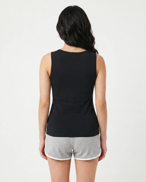 Sajiero Soft Cotton Camisole - Florette - Black