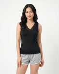 Sajiero Soft Cotton Camisole - Florette - Black