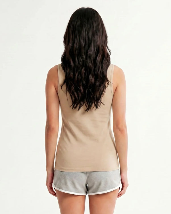 Sajiero Soft Cotton Camisole - Wide Strap - Skin