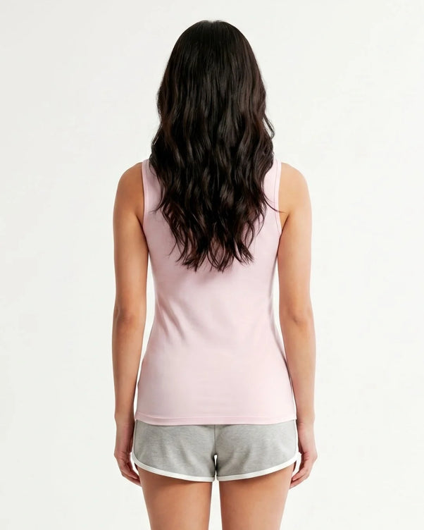 Sajiero Soft Cotton Camisole - Wide Strap - Pink