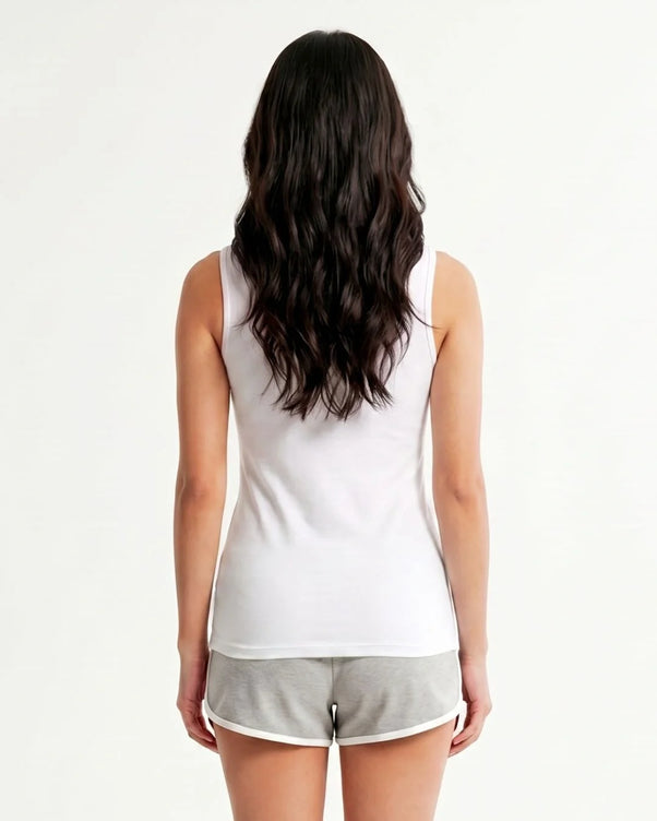 Sajiero Soft Cotton Camisole - Wide Strap - White