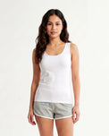 Sajiero Soft Cotton Camisole - Wide Strap - White