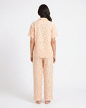 Sajiero Summer Crinkled Pajama Suit - Flora - Peach