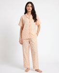 Sajiero Summer Crinkled Pajama Suit - Flora - Peach