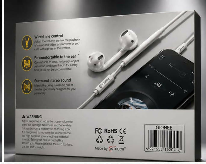 INTOUCH GIONEE X-09 Gaming Earphones – Extra Bass, 3.5mm Wired Handsfree with Mic