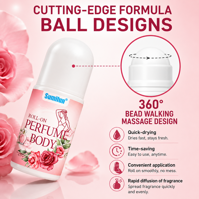 Sumifun Roll-On Perfume Body 30ml | Rose Fragrance Roll-On Deodorant for Underarms | Long Lasting Freshness for Women