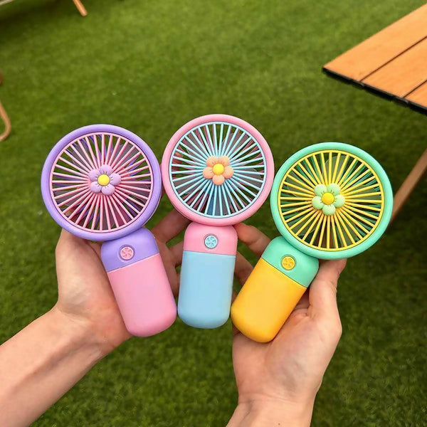 Mini Flower Portable Handheld Fan – USB Rechargeable Cooling Desktop Fan