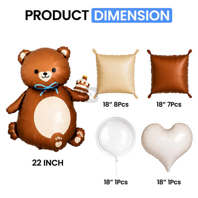 Teddy Bear Foil Balloon & Foil Balloon Wall Decoration Set