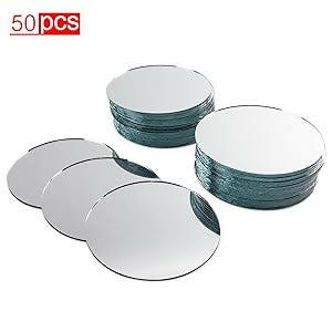 4 inch small glass art Mirror for craft stitching 4pcs