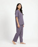 Sajiero Linen Pajama Suit - Tulip Slumber - Purple