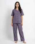 Sajiero Linen Pajama Suit - Tulip Slumber - Purple