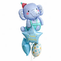 Blue Elephant Happy Birthday Foil Balloon Bouquet