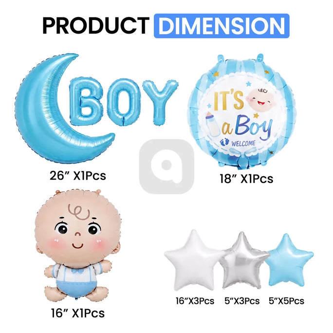 Blue Baby Shower Foil Balloon Decoration Set