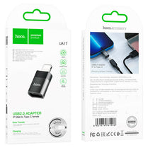 HOCO UA17 iPhone (Lightning) Male to USB Type-C Female Adapter USB 2.0 Fast Charging & Data Transfer | Aluminum Alloy | 6 Months Official Warranty
