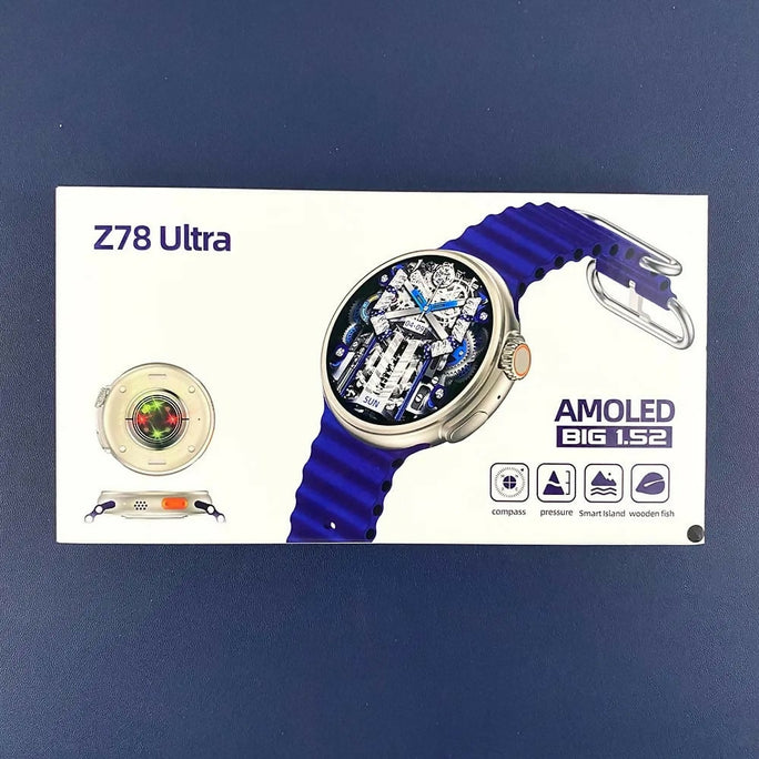Super Amoled Display Z 78 Original Premium Smart Watch Original Z78 Ultra Smart Watch - 1.52" Large AMOLED Smartwatch Display, Bluetooth Calling SMARTWATCH Fitness Tracker (Multi-Color Options) smart watch