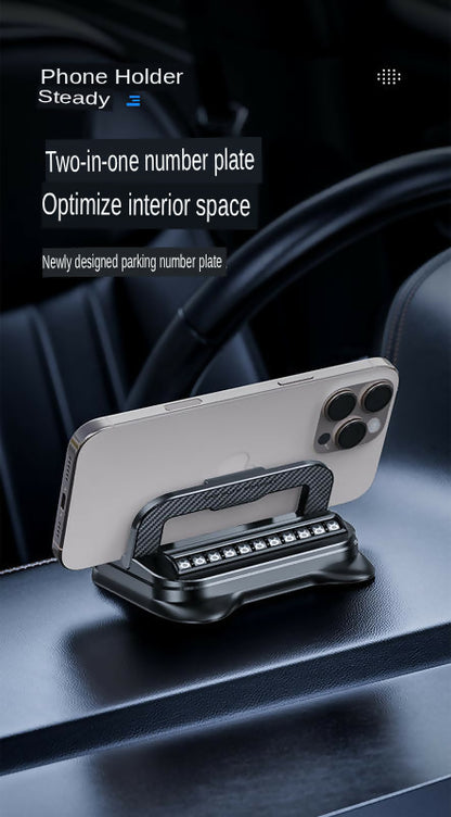 2-In-1 Multifunctional Car Mobile Phone Holder, Parking Number Plate And Phone Holder, Foldable Bracket, Car Interior Accessories Car Gadgets