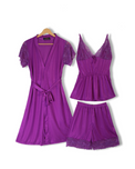 Sajiero Silk Pajama Suit with Gown - Midnight Blush