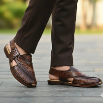Milli Legacy 42106 Crocodile Texture Leather Peshawari Chappal For Men