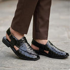 Milli Legacy Handcrafted Ostrich Grain Leather Buckle Peshawri Chappal For Men