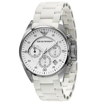 Emporio Armani AR5867 Women’s Chronograph Quartz White Silicone & Stainless Steel Chain White Dial 39mm Watch