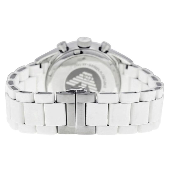 Emporio Armani AR5867 Women’s Chronograph Quartz White Silicone & Stainless Steel Chain White Dial 39mm Watch