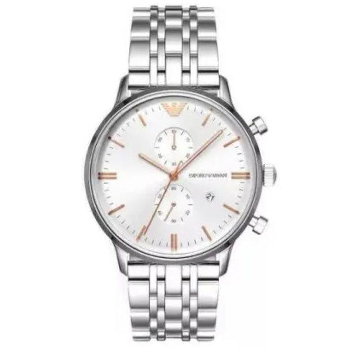 Emporio Armani AR1933 Men’s Chronograph Quartz Stainless Steel Silver Dial 43mm Watch