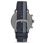Emporio Armani AR11202 Aviator Men’s Chronograph Quartz Stainless Steel Silver Dial 43mm Blue Leather Strap Watch