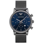 Emporio Armani AR1979 Men's Blue Dial Black Mesh Bracelet Chronograph Watch