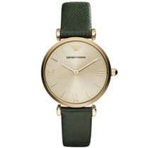 Emporio Armani AR1726 Women's Retro Green Leather Champagne Dial Quartz Watch