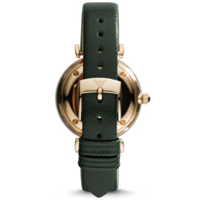 Emporio Armani AR1726 Women's Retro Green Leather Champagne Dial Quartz Watch