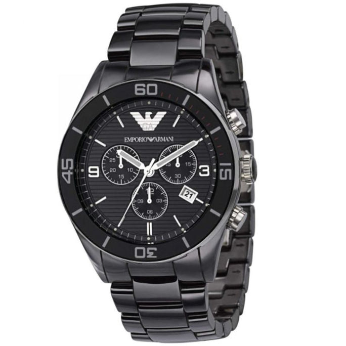 Emporio Armani AR1421 Men’s Chronograph Black Ceramic Chain Black Dial 43mm Watch