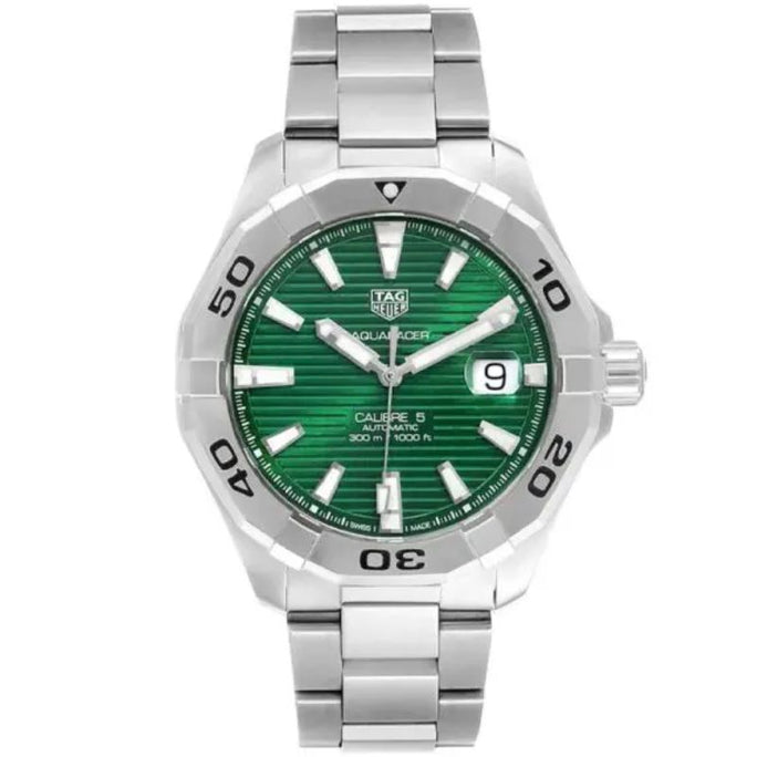 Tag Heuer WAY2015.BA0927 Aquaracer Men’s Automatic Swiss Made Silver Stainless Steel Green Dial 43mm Watch