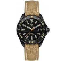 Tag Heuer WAY208C.FC6383 Aquaracer Men’s Automatic Swiss Made Beige Nylon Strap Black Dial 43mm Watch