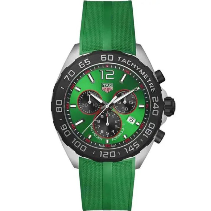 Tag Heuer CAZ101AP.FT8056 Formula 1 Men’s Quartz Swiss Made Green Silicone Strap Green Dial 43mm Watch