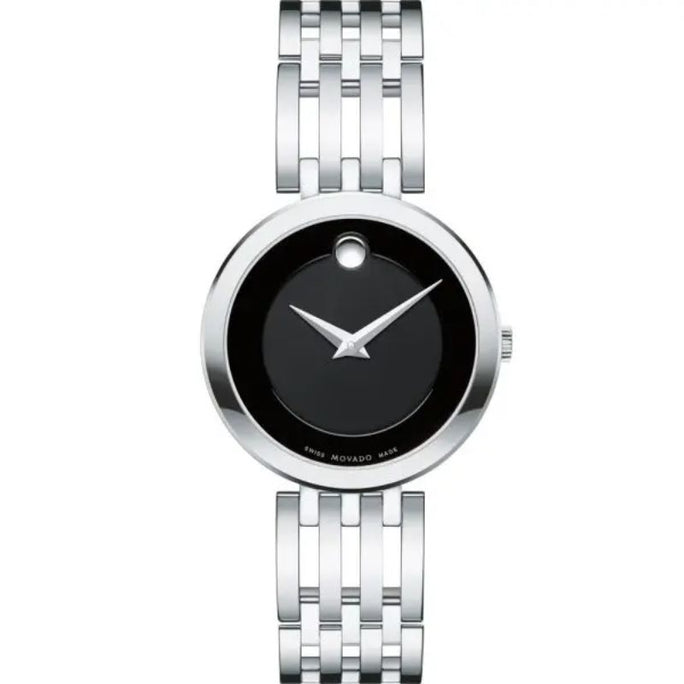 Movado 0607051 Women’s Quartz Swiss Made Stainless Steel Black Dial 28mm Watch