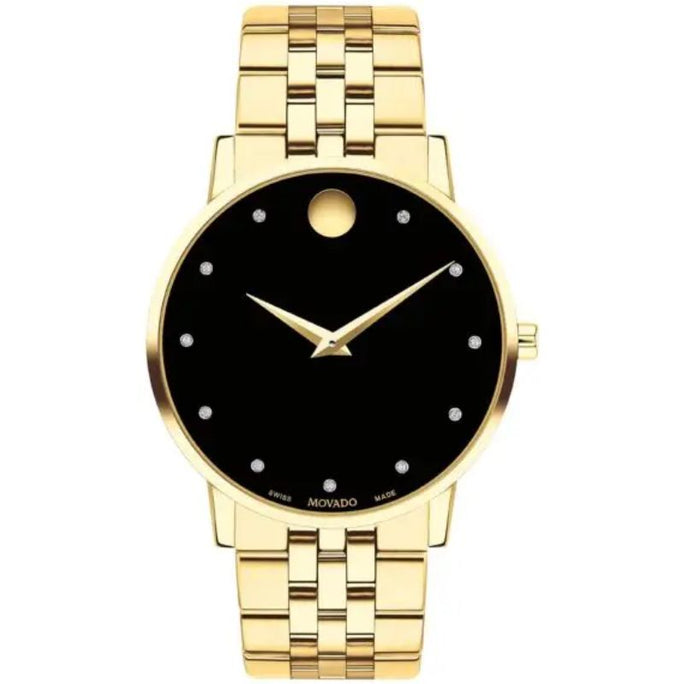 Movado 0607625 Men’s Quartz Swiss Made Gold Stainless Steel Black Dial 40mm Watch
