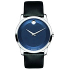Movado 606610 Men’s Swiss Made Quartz Black Leather Strap Blue Dial 40mm Watch