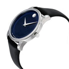 Movado 606610 Men’s Swiss Made Quartz Black Leather Strap Blue Dial 40mm Watch