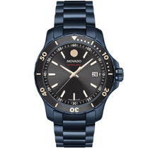 Movado 2600160 Men’s Swiss Made Quartz Blue Stainless Steel Black Dial 40mm Watch