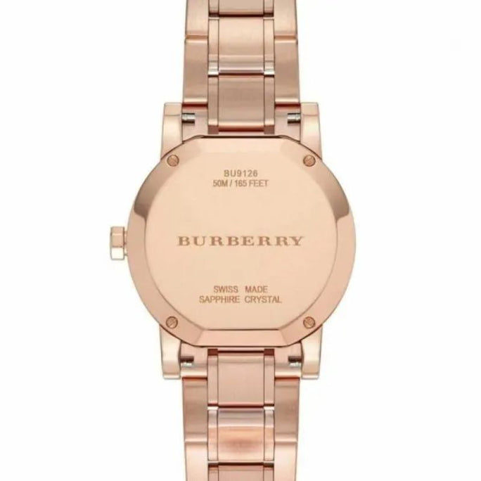 Burberry BU9126 Women’s Swiss Made Stainless Steel Rose Gold Dial 34mm Watch