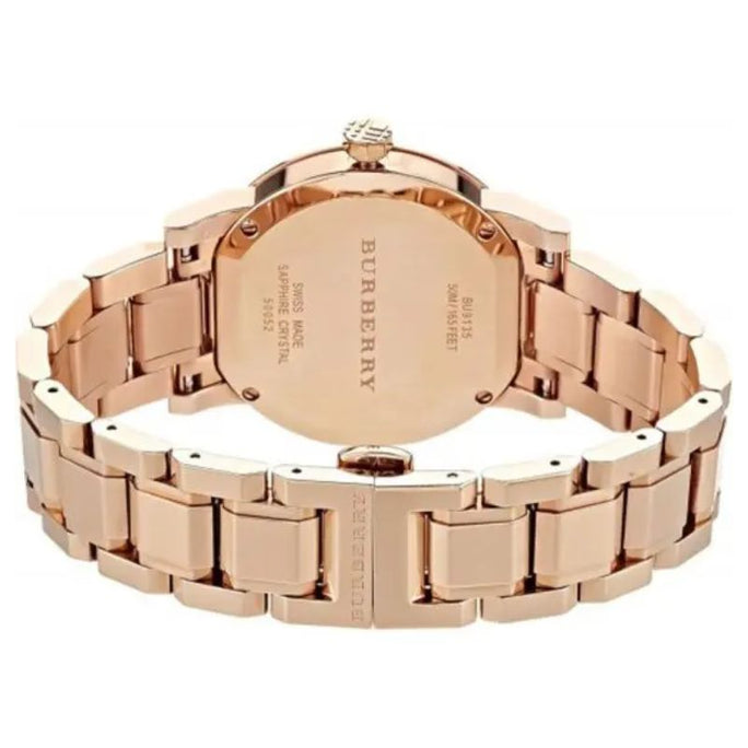 Burberry BU9135 Women’s Swiss Made Stainless Steel Rose Gold Dial 34mm Watch