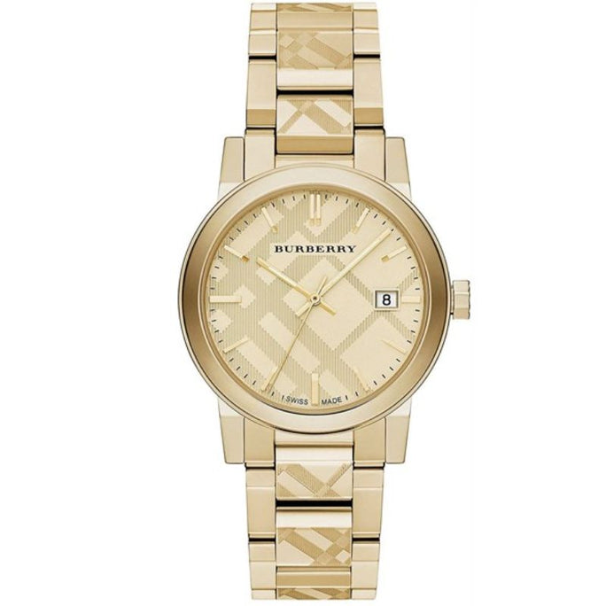 Burberry BU9038 Men’s Swiss Made Stainless Steel Gold Dial 38mm Watch