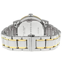Burberry BU9115 Womens Swiss Made Quartz Two-Tone Stainless Steel Silver Dial 34mm Watch