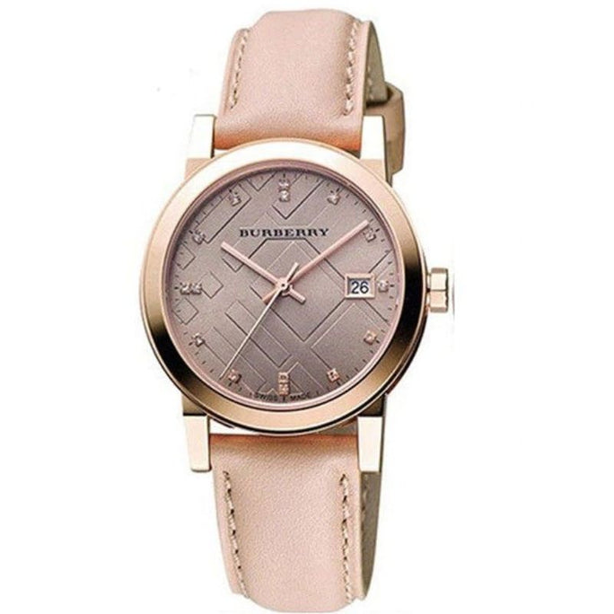 Burberry BU9131 Women’s Swiss Made Leather Strap Gold Dial 34mm Watch