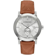 Burberry BU9904 Mens Quartz Leather Strap Silver Dial 42mm Watch
